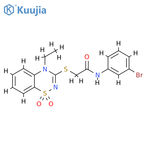 N-(3-bromophenyl)-2-[(4-ethyl-1,1-dioxo-4H-1lambda6,2,4-benzothiadiazin-3-yl)sulfanyl]acetamide structure