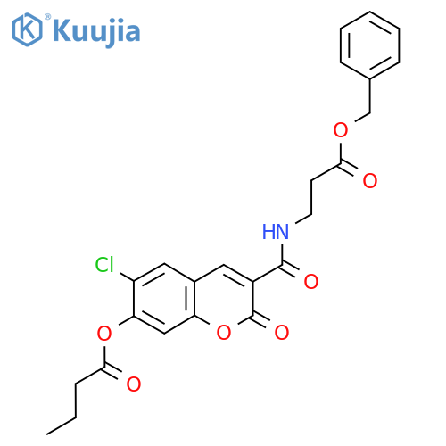 [6-Chloro-2-oxo-3-[(3-oxo-3-phenylmethoxypropyl)carbamoyl]chromen-7-yl] butanoate structure