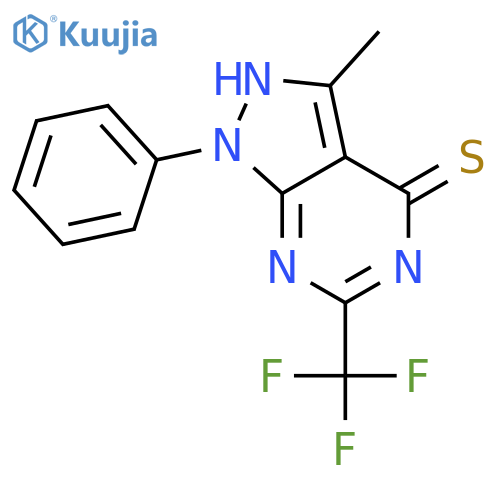 4H-Pyrazolo[3,4-d]pyrimidine-4-thione,1,5-dihydro-3-methyl-1-phenyl-6-(trifluoromethyl)- structure