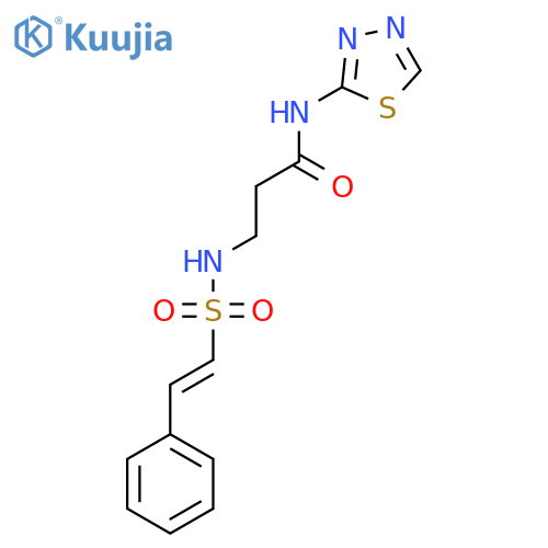 3-(2-phenylethenesulfonamido)-N-(1,3,4-thiadiazol-2-yl)propanamide structure