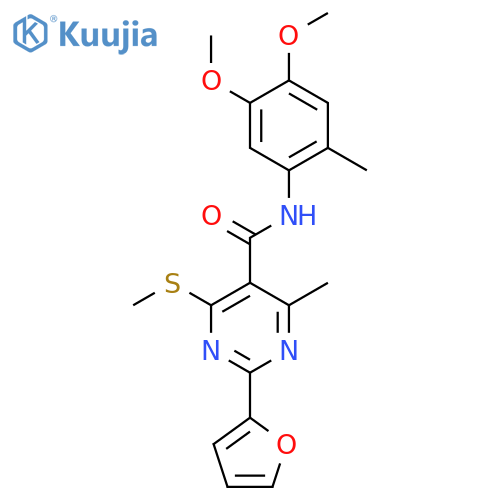 N-(4,5-dimethoxy-2-methylphenyl)-2-(furan-2-yl)-4-methyl-6-(methylsulfanyl)pyrimidine-5-carboxamide structure