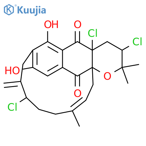 7,18a-Methano-6,10-metheno-5H-cyclohexadeca[b]pyran-5,19-dione,3,4a,13-trichloro-2,3,4,4a,11,12,13,14,15,18-decahydro-9,20-dihydroxy-2,2,16-trimethyl-12-methylene-(9CI) structure