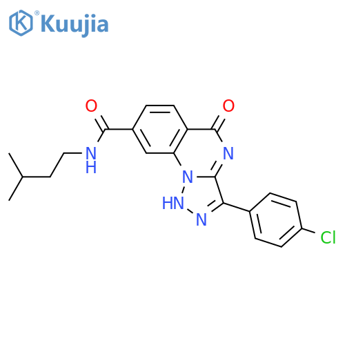 3-(4-chlorophenyl)-N-(3-methylbutyl)-5-oxo-4H,5H-[1,2,3]triazolo[1,5-a]quinazoline-8-carboxamide structure