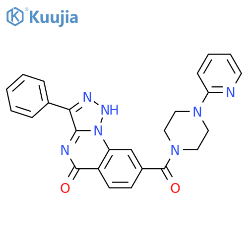 3-phenyl-8-[4-(pyridin-2-yl)piperazine-1-carbonyl]-4H,5H-[1,2,3]triazolo[1,5-a]quinazolin-5-one structure