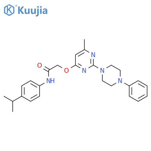 2-{[6-methyl-2-(4-phenylpiperazin-1-yl)pyrimidin-4-yl]oxy}-N-[4-(propan-2-yl)phenyl]acetamide structure