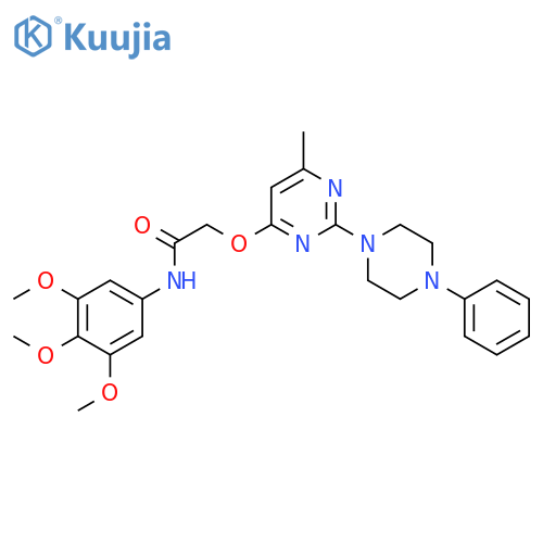 2-{[6-methyl-2-(4-phenylpiperazin-1-yl)pyrimidin-4-yl]oxy}-N-(3,4,5-trimethoxyphenyl)acetamide structure