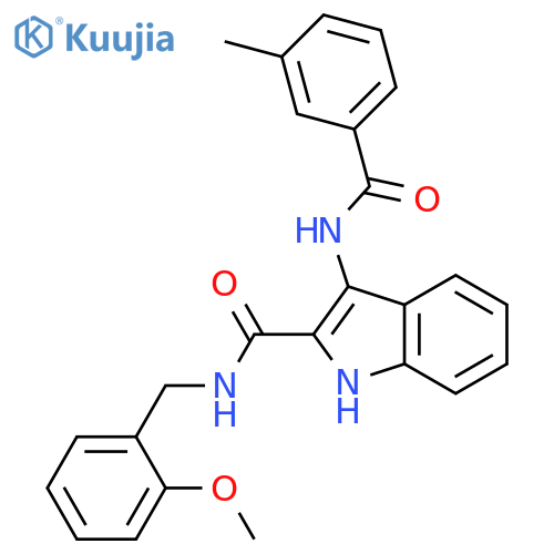 N-[(2-methoxyphenyl)methyl]-3-(3-methylbenzamido)-1H-indole-2-carboxamide structure