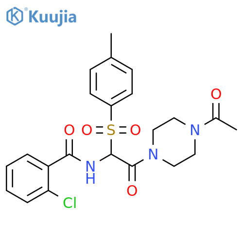 N-[2-(4-acetylpiperazin-1-yl)-1-(4-methylbenzenesulfonyl)-2-oxoethyl]-2-chlorobenzamide structure