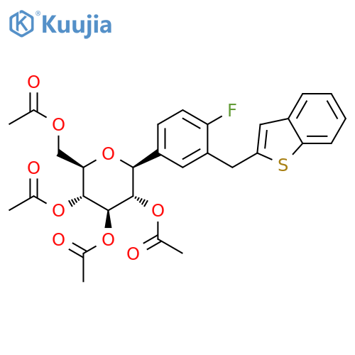 [(2R,3R,4R,5S,6S)-3,4,5-Triacetyloxy-6-[3-(1-benzothiophen-2-ylmethyl)-4-fluorophenyl]oxan-2-yl]methyl acetate structure