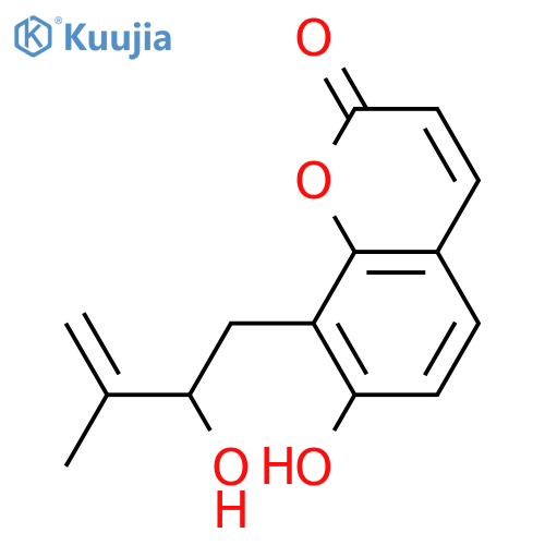 2H-1-Benzopyran-2-one, 7-hydroxy-8-(2-hydroxy-3-methyl-3-butenyl)-,(S)- structure