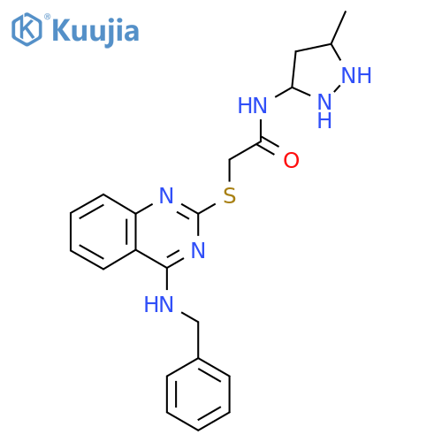 2-{[4-(benzylamino)quinazolin-2-yl]sulfanyl}-N-(3-methyl-1H-pyrazol-5-yl)acetamide structure