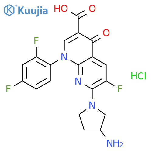 1,8-Naphthyridine-3-carboxylicacid,7-(3-amino-1-pyrrolidinyl)-1-(2,4-difluorophenyl)-6-fluoro-1,4-dihydro-4-oxo-,hydrochloride (1:1) structure