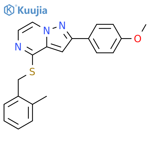 2-(4-methoxyphenyl)-4-{[(2-methylphenyl)methyl]sulfanyl}pyrazolo[1,5-a]pyrazine structure