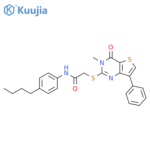 N-(4-butylphenyl)-2-({3-methyl-4-oxo-7-phenyl-3H,4H-thieno[3,2-d]pyrimidin-2-yl}sulfanyl)acetamide structure