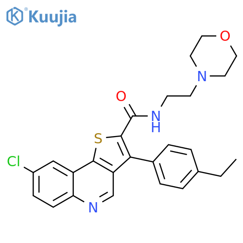 8-chloro-3-(4-ethylphenyl)-N-[2-(morpholin-4-yl)ethyl]thieno[3,2-c]quinoline-2-carboxamide structure