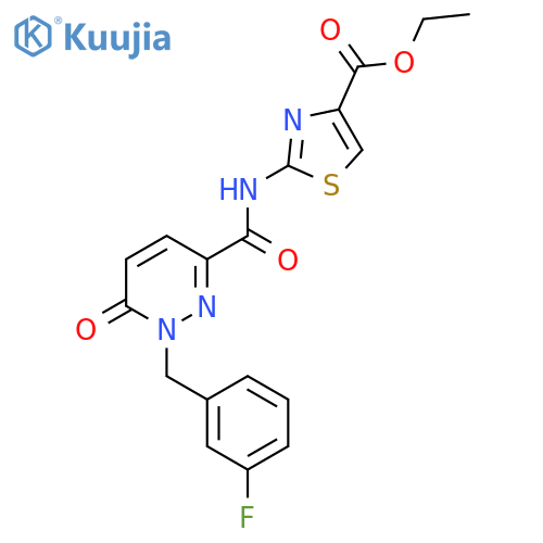 ethyl 2-{1-[(3-fluorophenyl)methyl]-6-oxo-1,6-dihydropyridazine-3-amido}-1,3-thiazole-4-carboxylate structure
