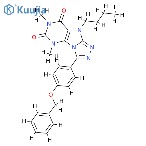 3-[4-(benzyloxy)phenyl]-9-butyl-5,7-dimethyl-5H,6H,7H,8H,9H-[1,2,4]triazolo[3,4-h]purine-6,8-dione structure