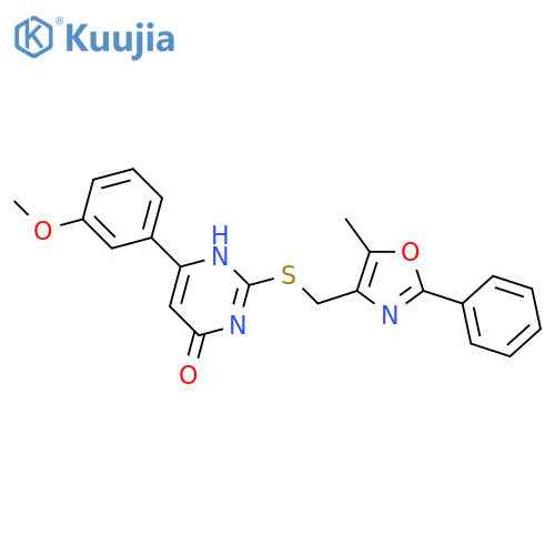 6-(3-methoxyphenyl)-2-{[(5-methyl-2-phenyl-1,3-oxazol-4-yl)methyl]sulfanyl}pyrimidin-4-ol structure