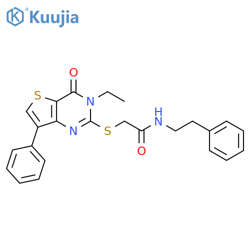 2-({3-ethyl-4-oxo-7-phenyl-3H,4H-thieno[3,2-d]pyrimidin-2-yl}sulfanyl)-N-(2-phenylethyl)acetamide structure