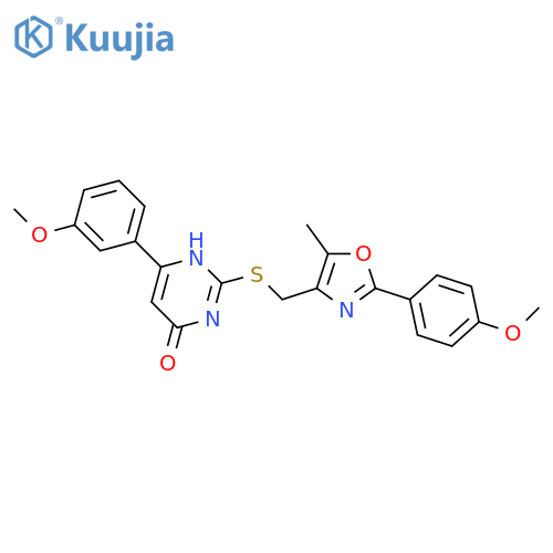 6-(3-methoxyphenyl)-2-({[2-(4-methoxyphenyl)-5-methyl-1,3-oxazol-4-yl]methyl}sulfanyl)pyrimidin-4-ol structure