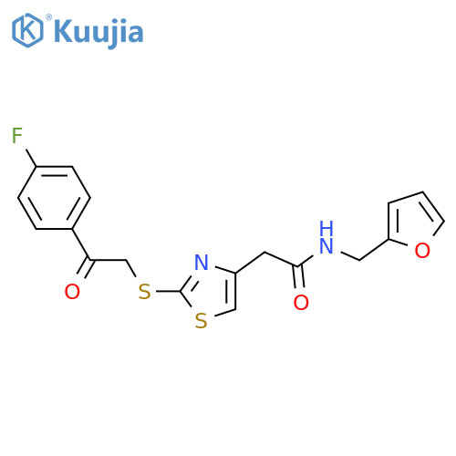 2-(2-{[2-(4-fluorophenyl)-2-oxoethyl]sulfanyl}-1,3-thiazol-4-yl)-N-[(furan-2-yl)methyl]acetamide structure