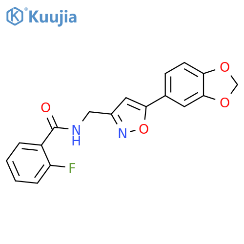 N-{[5-(2H-1,3-benzodioxol-5-yl)-1,2-oxazol-3-yl]methyl}-2-fluorobenzamide structure