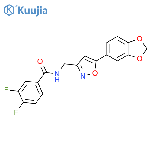 N-{[5-(2H-1,3-benzodioxol-5-yl)-1,2-oxazol-3-yl]methyl}-3,4-difluorobenzamide structure