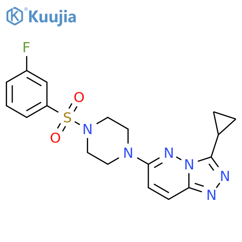 1-{3-cyclopropyl-[1,2,4]triazolo[4,3-b]pyridazin-6-yl}-4-(3-fluorobenzenesulfonyl)piperazine structure