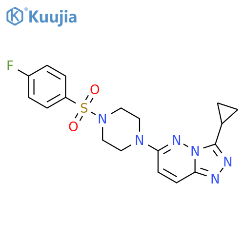 1-{3-cyclopropyl-[1,2,4]triazolo[4,3-b]pyridazin-6-yl}-4-(4-fluorobenzenesulfonyl)piperazine structure