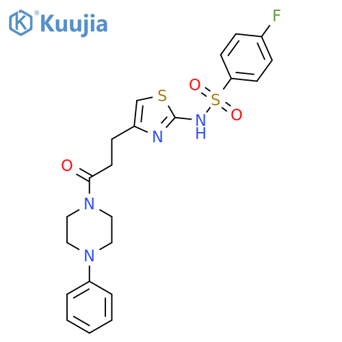 4-fluoro-N-{4-[3-oxo-3-(4-phenylpiperazin-1-yl)propyl]-1,3-thiazol-2-yl}benzene-1-sulfonamide structure