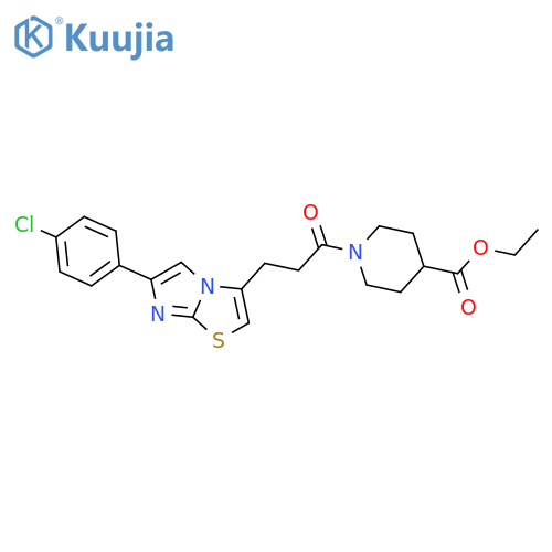 ethyl 1-{3-[6-(4-chlorophenyl)imidazo[2,1-b][1,3]thiazol-3-yl]propanoyl}piperidine-4-carboxylate structure
