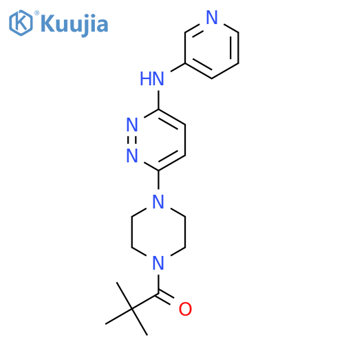 2,2-dimethyl-1-(4-{6-[(pyridin-3-yl)amino]pyridazin-3-yl}piperazin-1-yl)propan-1-one structure