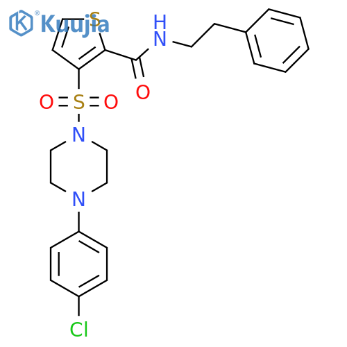 3-{[4-(4-chlorophenyl)piperazin-1-yl]sulfonyl}-N-(2-phenylethyl)thiophene-2-carboxamide structure