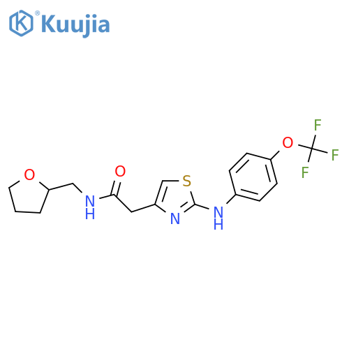 N-[(oxolan-2-yl)methyl]-2-(2-{[4-(trifluoromethoxy)phenyl]amino}-1,3-thiazol-4-yl)acetamide structure