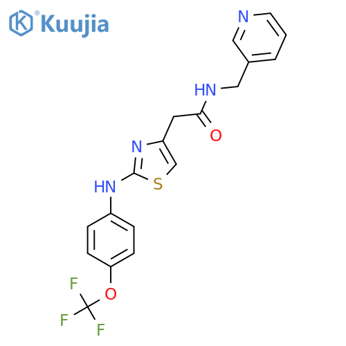 N-[(pyridin-3-yl)methyl]-2-(2-{[4-(trifluoromethoxy)phenyl]amino}-1,3-thiazol-4-yl)acetamide structure