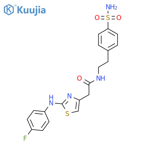 2-{2-[(4-fluorophenyl)amino]-1,3-thiazol-4-yl}-N-[2-(4-sulfamoylphenyl)ethyl]acetamide structure