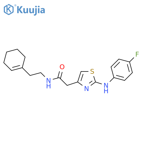 N-[2-(cyclohex-1-en-1-yl)ethyl]-2-{2-[(4-fluorophenyl)amino]-1,3-thiazol-4-yl}acetamide structure