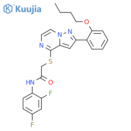 2-{[2-(2-butoxyphenyl)pyrazolo[1,5-a]pyrazin-4-yl]sulfanyl}-N-(2,4-difluorophenyl)acetamide structure