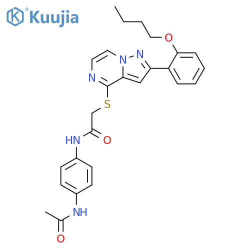 2-{[2-(2-butoxyphenyl)pyrazolo[1,5-a]pyrazin-4-yl]sulfanyl}-N-(4-acetamidophenyl)acetamide structure