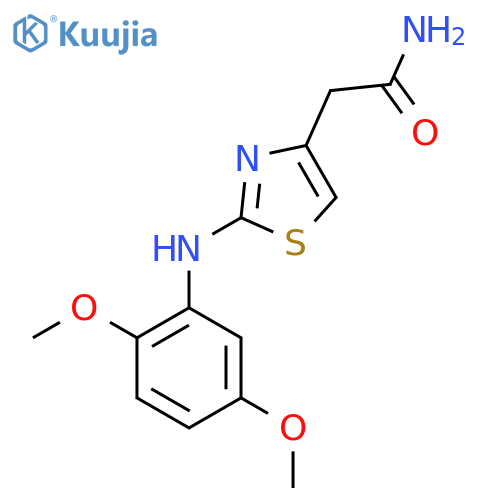 2-{2-[(2,5-dimethoxyphenyl)amino]-1,3-thiazol-4-yl}acetamide structure