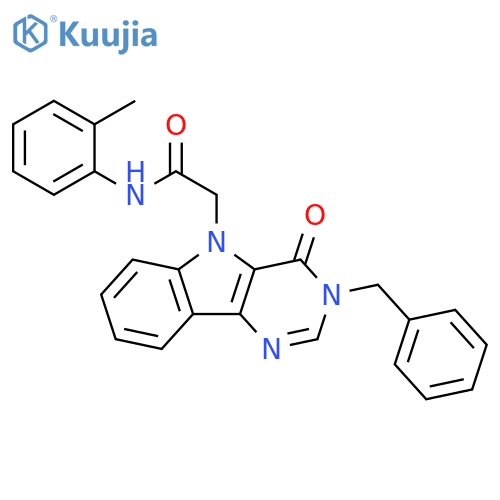 2-{3-benzyl-4-oxo-3H,4H,5H-pyrimido[5,4-b]indol-5-yl}-N-(2-methylphenyl)acetamide structure
