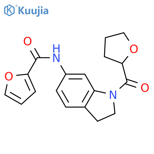 N-[1-(oxolane-2-carbonyl)-2,3-dihydro-1H-indol-6-yl]furan-2-carboxamide structure
