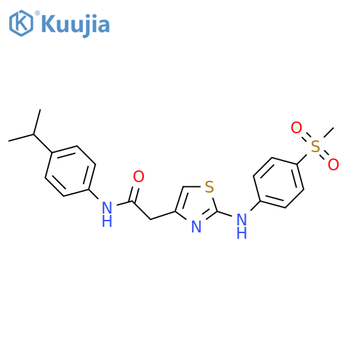 2-{2-[(4-methanesulfonylphenyl)amino]-1,3-thiazol-4-yl}-N-[4-(propan-2-yl)phenyl]acetamide structure