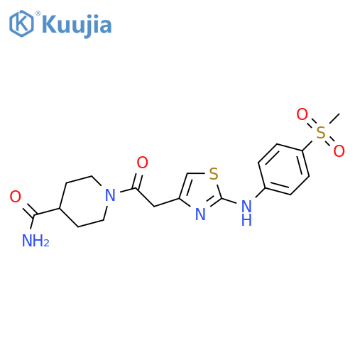 1-(2-{2-[(4-methanesulfonylphenyl)amino]-1,3-thiazol-4-yl}acetyl)piperidine-4-carboxamide structure