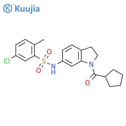 5-chloro-N-(1-cyclopentanecarbonyl-2,3-dihydro-1H-indol-6-yl)-2-methylbenzene-1-sulfonamide structure