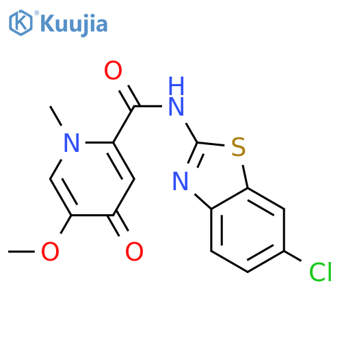 N-(6-chloro-1,3-benzothiazol-2-yl)-5-methoxy-1-methyl-4-oxo-1,4-dihydropyridine-2-carboxamide structure