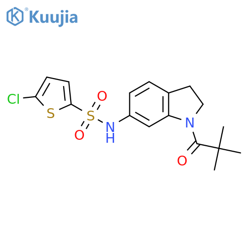 5-chloro-N-[1-(2,2-dimethylpropanoyl)-2,3-dihydro-1H-indol-6-yl]thiophene-2-sulfonamide structure