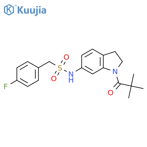 N-[1-(2,2-dimethylpropanoyl)-2,3-dihydro-1H-indol-6-yl]-1-(4-fluorophenyl)methanesulfonamide structure