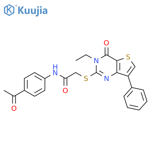 N-(4-acetylphenyl)-2-({3-ethyl-4-oxo-7-phenyl-3H,4H-thieno[3,2-d]pyrimidin-2-yl}sulfanyl)acetamide structure
