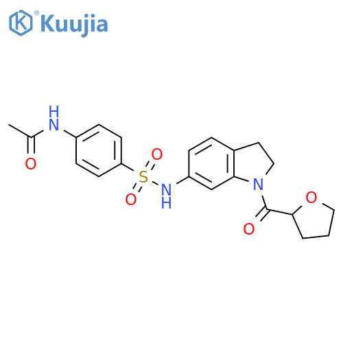 N-(4-{[1-(oxolane-2-carbonyl)-2,3-dihydro-1H-indol-6-yl]sulfamoyl}phenyl)acetamide structure